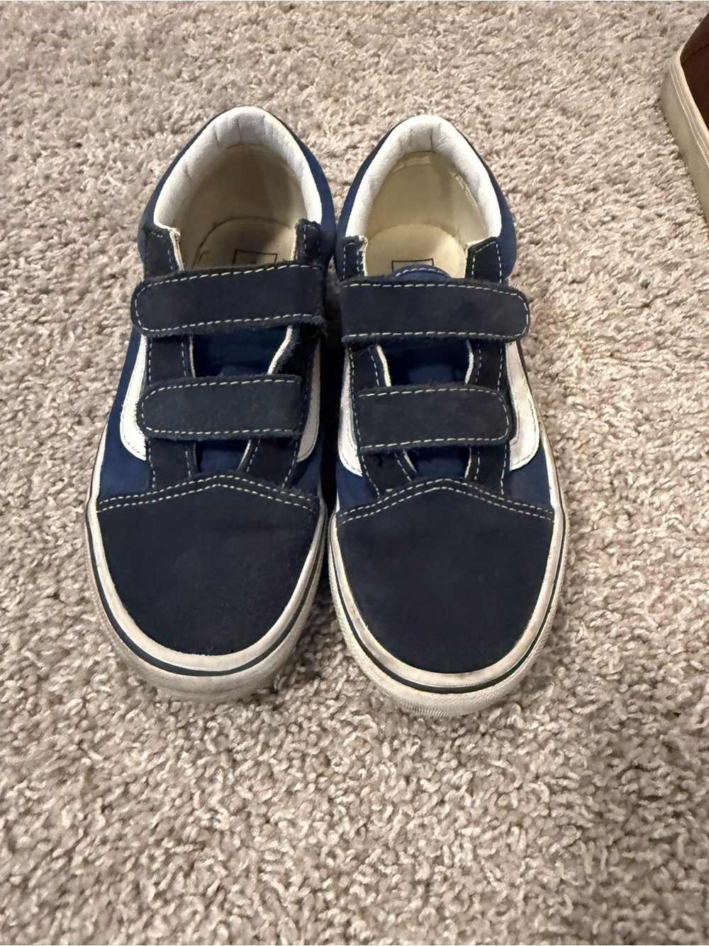 Vans Kids Navy and White Velcro Skate Sneakers